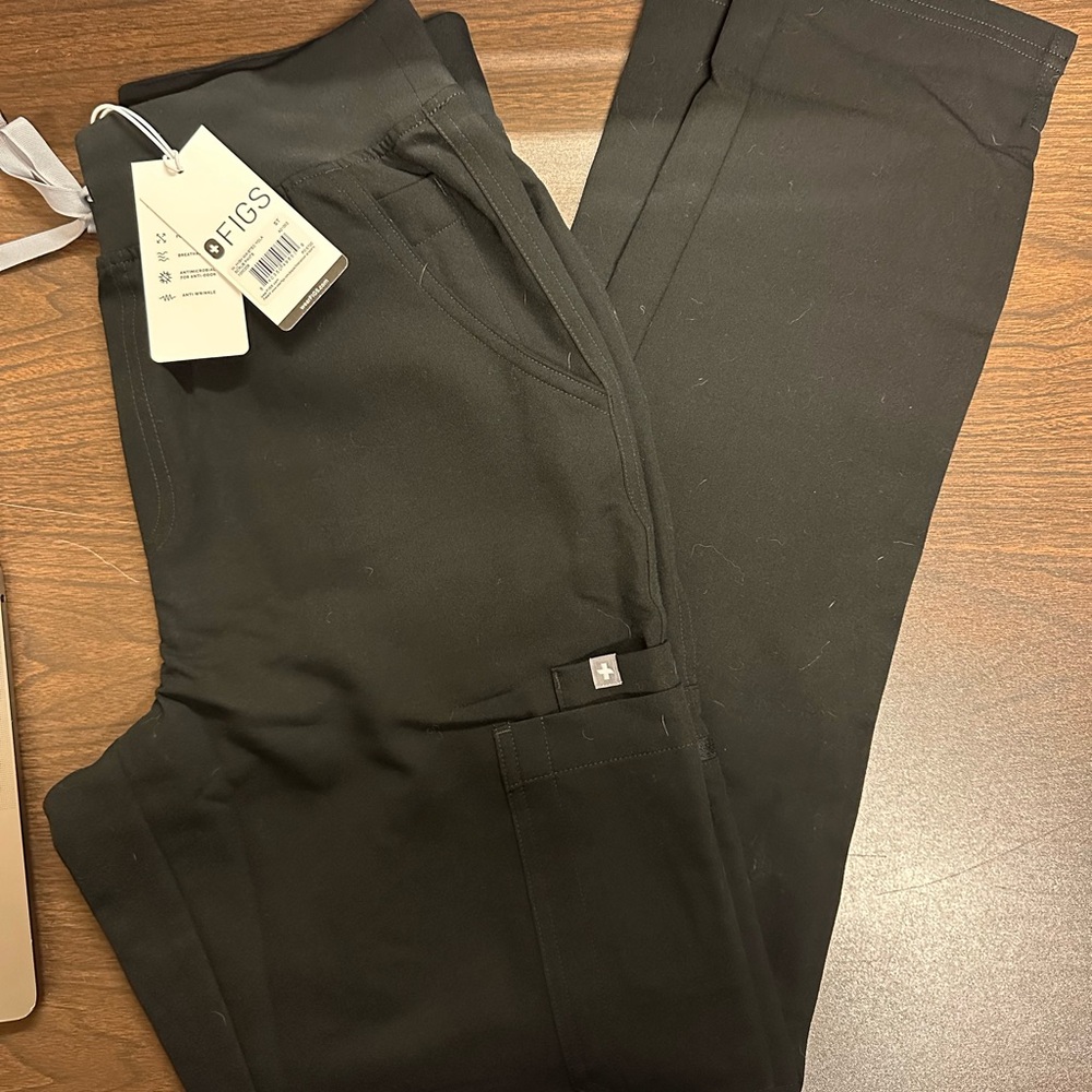Figs Black High Waisted Yola Pants S/T
